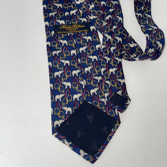 Brooks Brothers Vintage Men's Elephant Tie Multicolor 100% Silk Made in USA - Picture 5 of 7